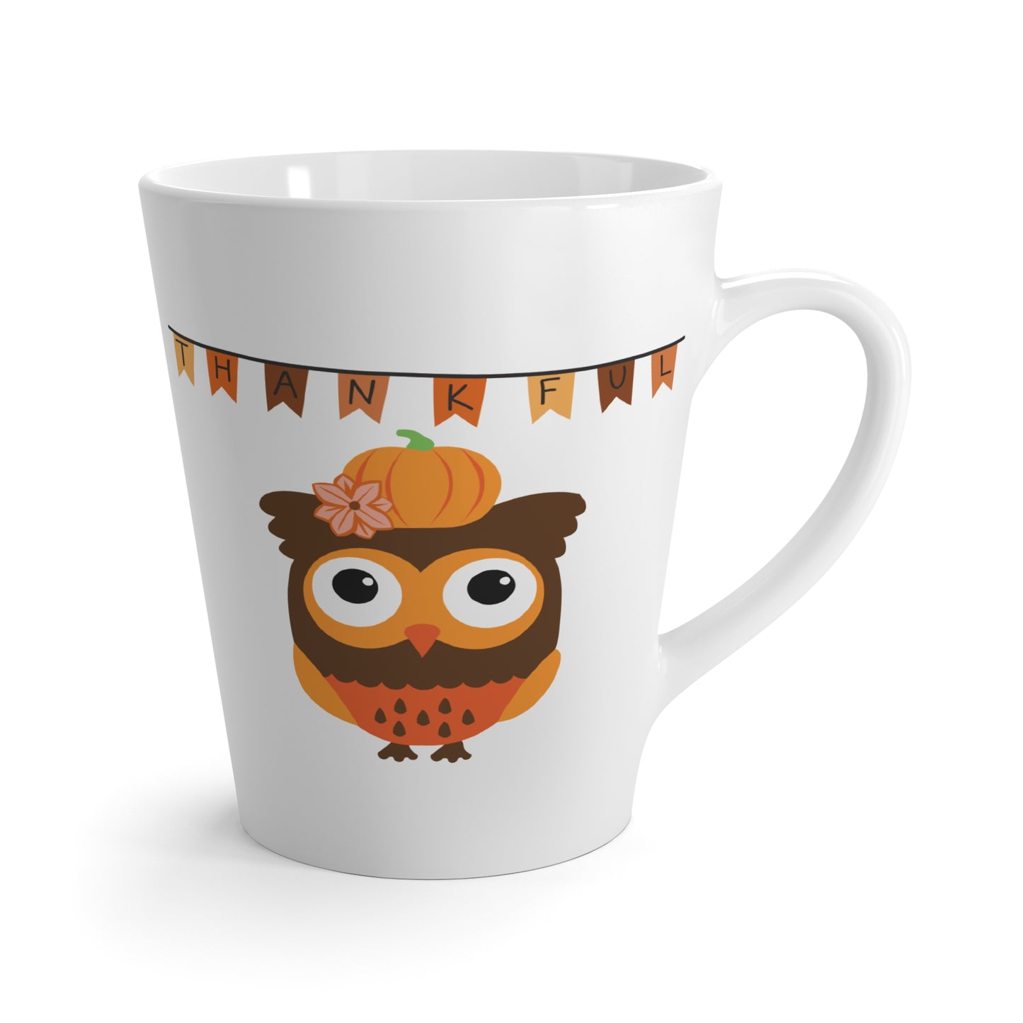Thankful owl; 12 oz latte mug