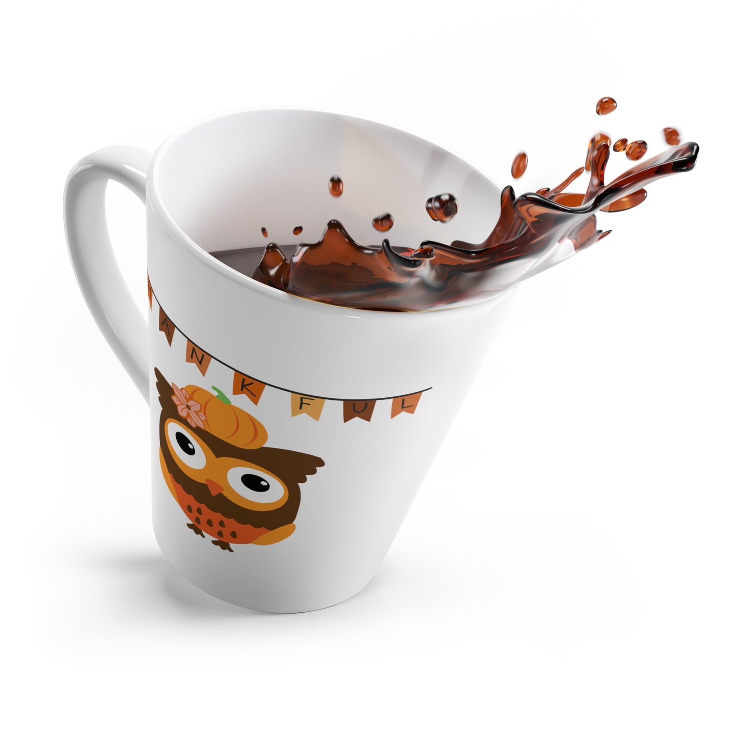 Thankful owl; 12 oz latte mug