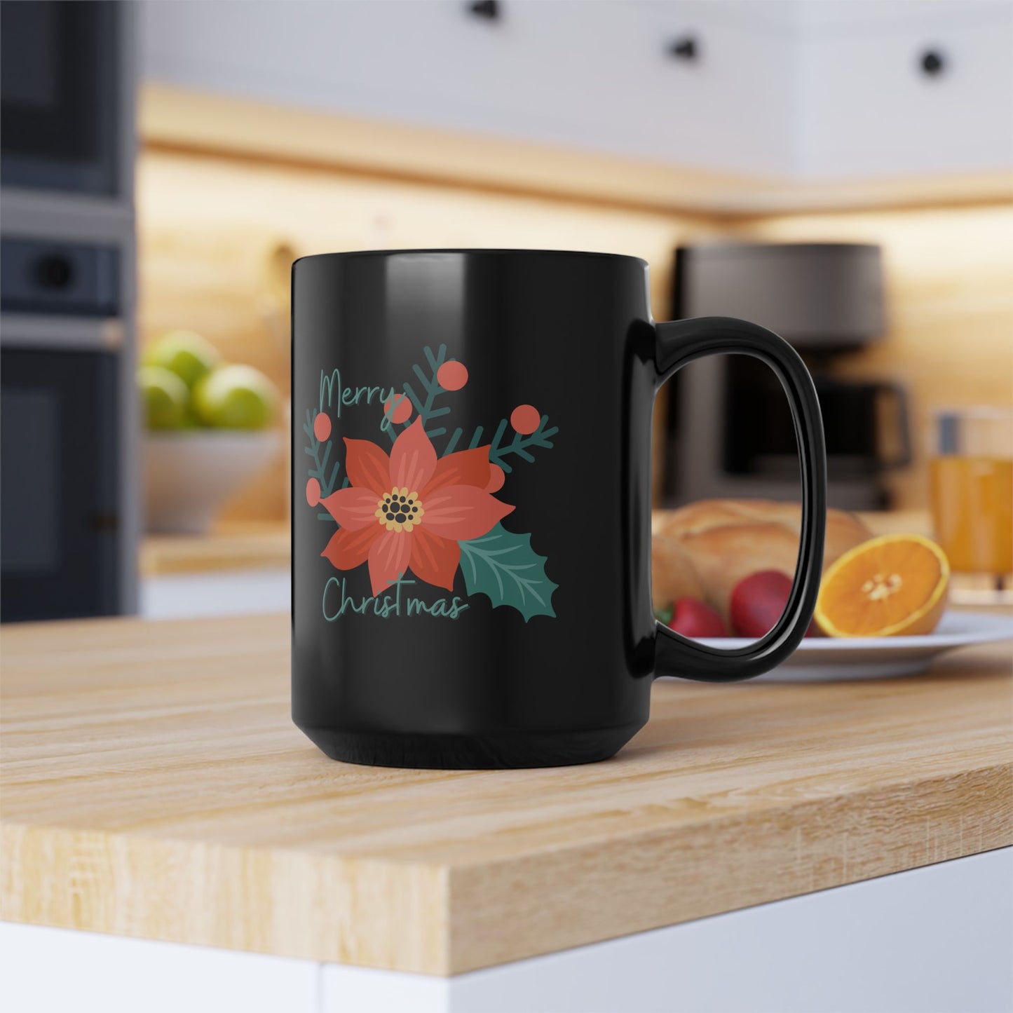 Pointsettia Christmas wish; 15 oz mug