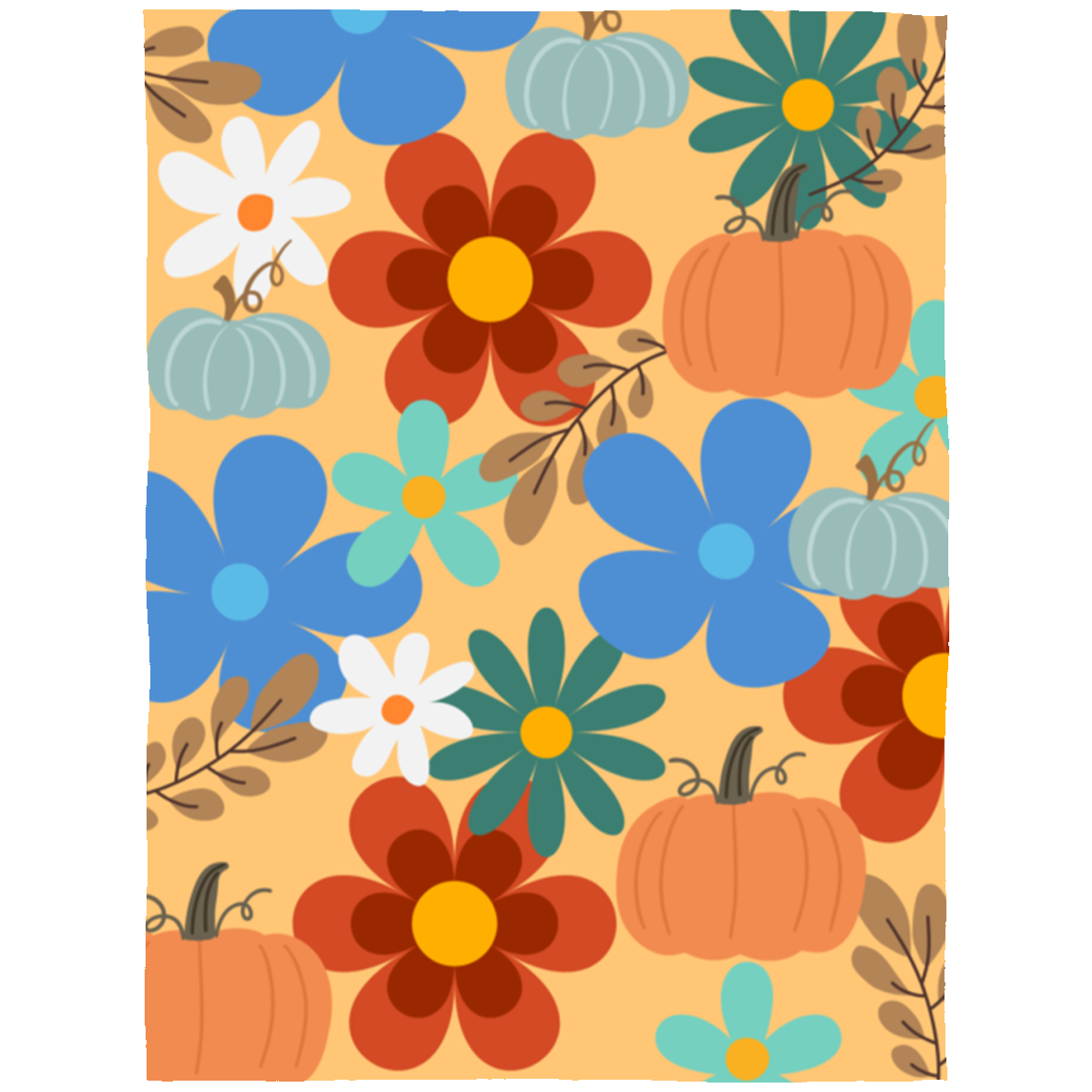 Floral pumpkin love fleece blanket 60 x 80