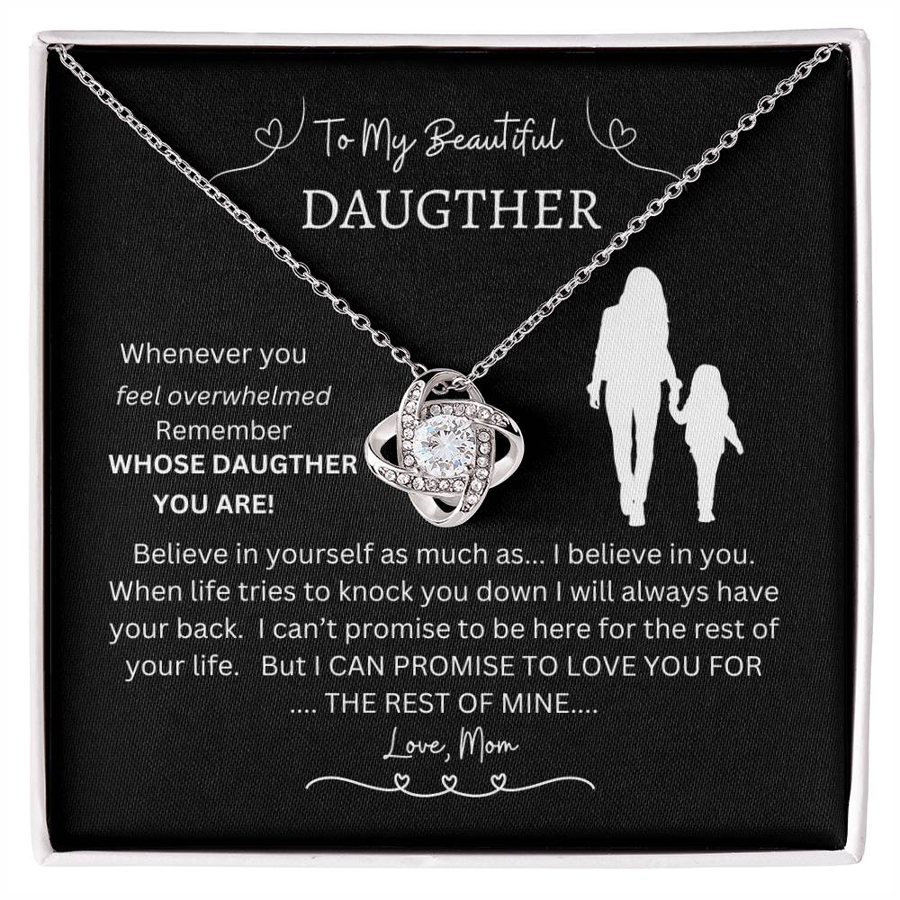 To My Beautiful Daughter, Promise to love you; Love Knot Necklace