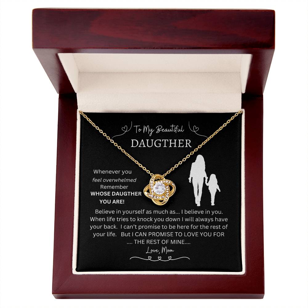 To My Beautiful Daughter, Promise to love you; Love Knot Necklace