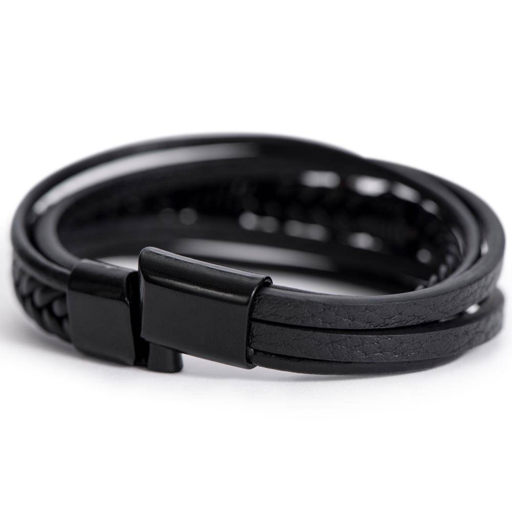 Reminder to keep him in all you do! Cross Leather Bracelet