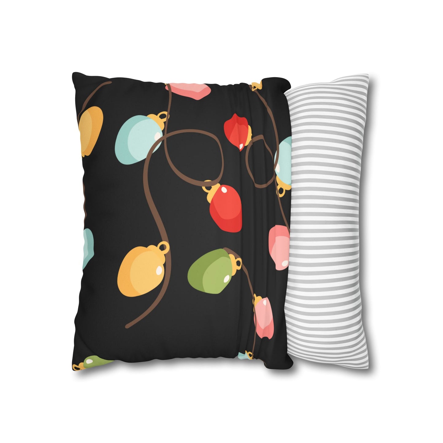 Christmas String Lights Faux Suede Pillowcase