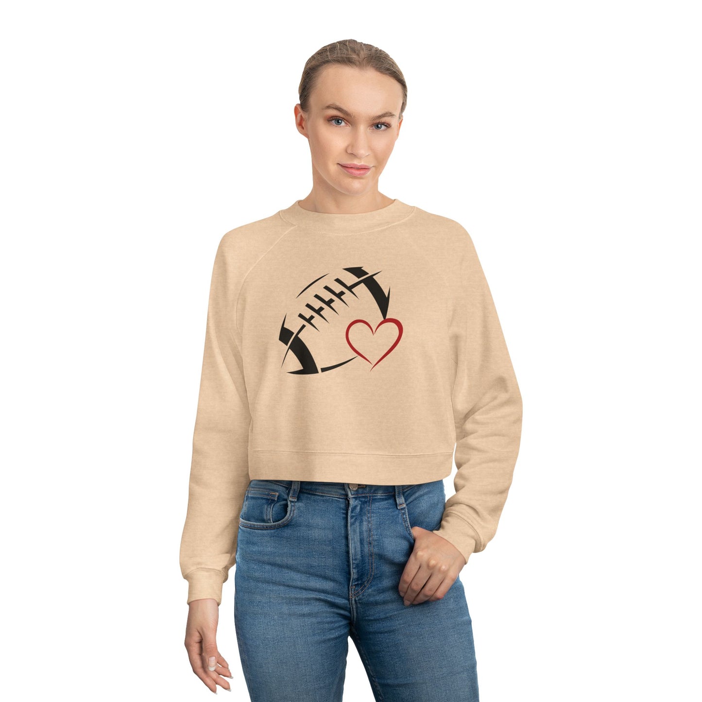 Football love; Women's Cropped Fleece Pullover