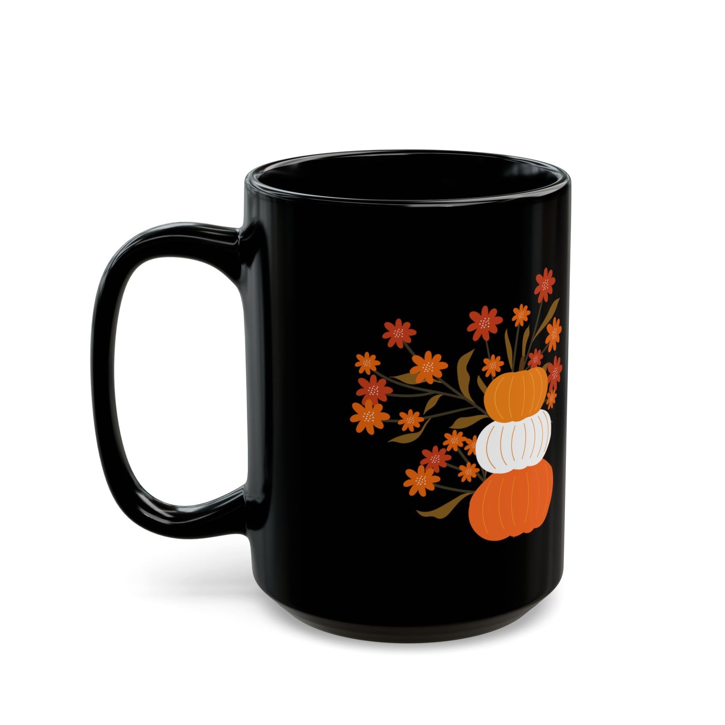 Pumpkin Stack Black Mug 15oz