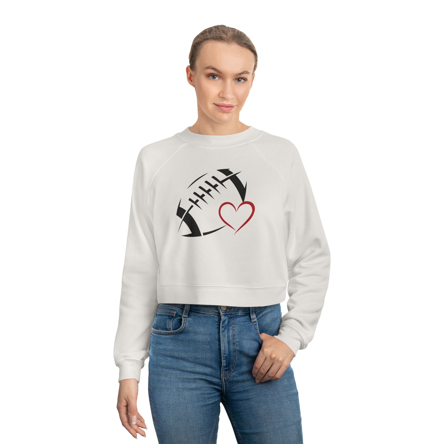 Football love; Women's Cropped Fleece Pullover