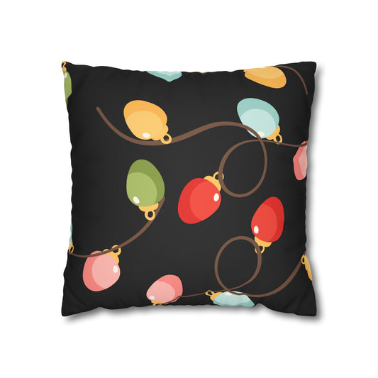 Christmas String Lights Faux Suede Pillowcase