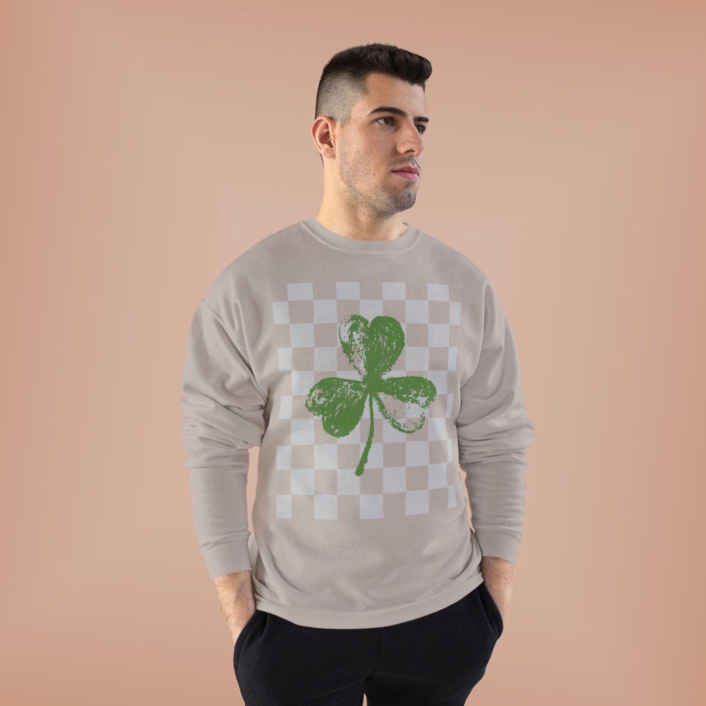 St. Patrick’s Day  Checkerboard Design crewneck sweatshirt