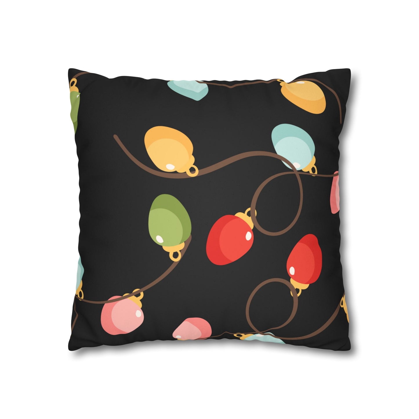 Christmas String Lights Faux Suede Pillowcase