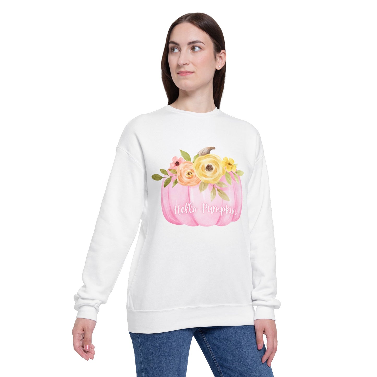 Floral Pumpkin Unisex Drop Shoulder Sweatshirt