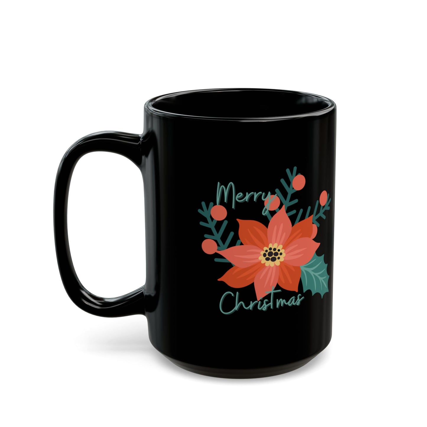 Pointsettia Christmas wish; 15 oz mug