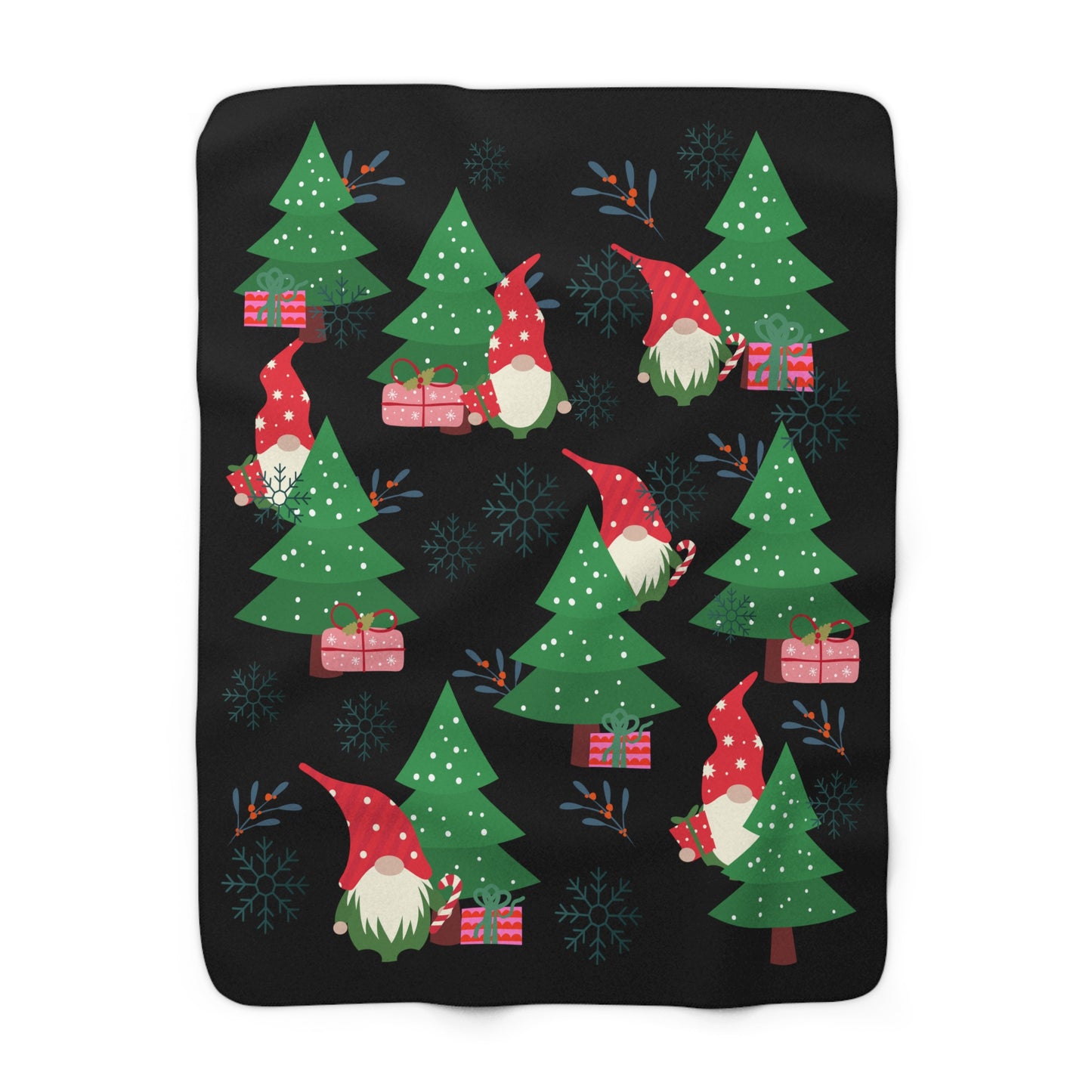 Gnome Christmas Sherpa Fleece Blanket — Cozy Holiday Gnome Throw