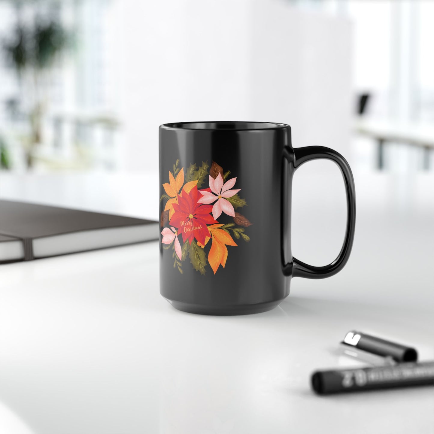 Pointsetta Merry Christmas mug (15oz)