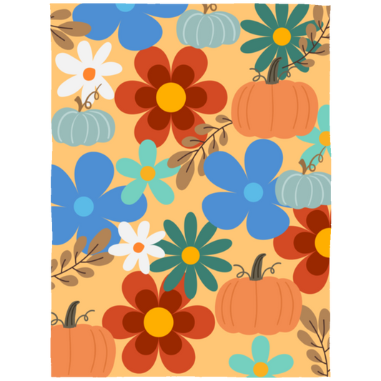 Floral pumpkin love fleece blanket 60 x 80