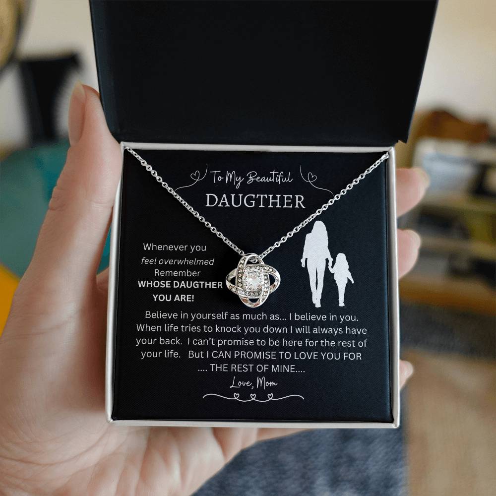 To My Beautiful Daughter, Promise to love you; Love Knot Necklace