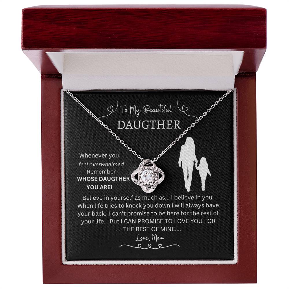 To My Beautiful Daughter, Promise to love you; Love Knot Necklace