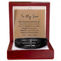 Never forget how much I love you, my son; Cross bracelet