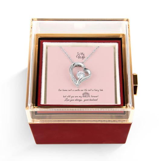 Tell her, she's your Queen- Forever love necklace with rose box