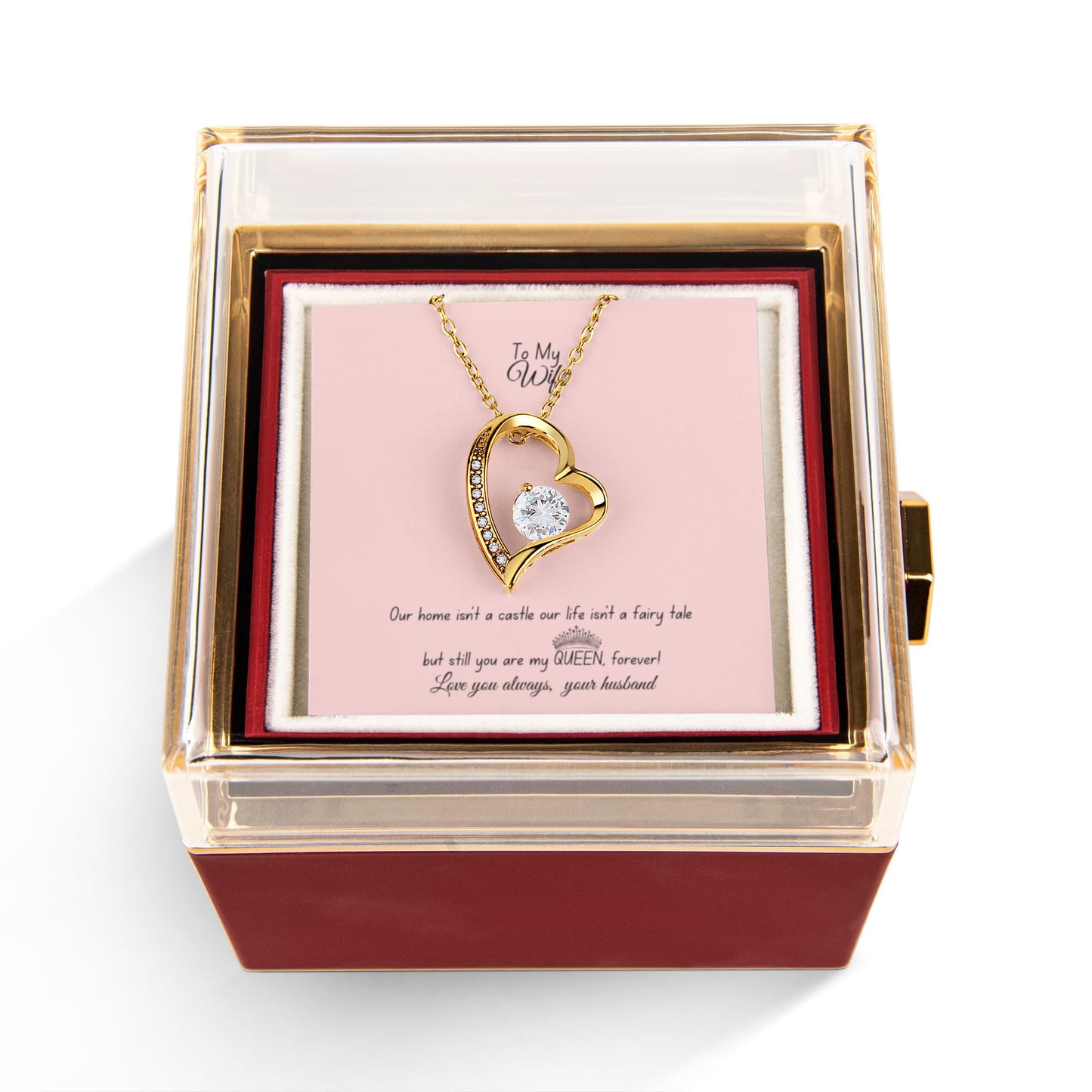 Tell her, she's your Queen- Forever love necklace with rose box