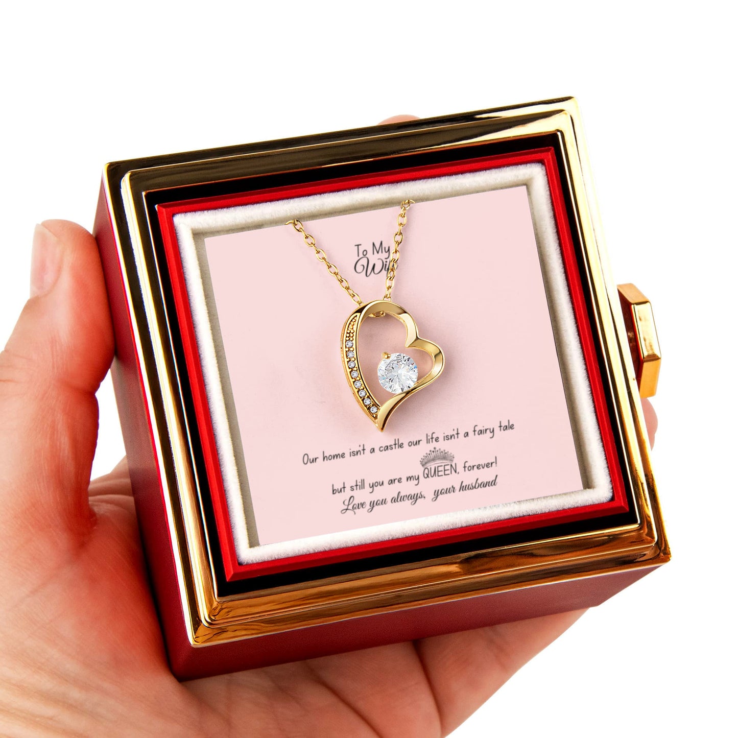 Tell her, she's your Queen- Forever love necklace with rose box